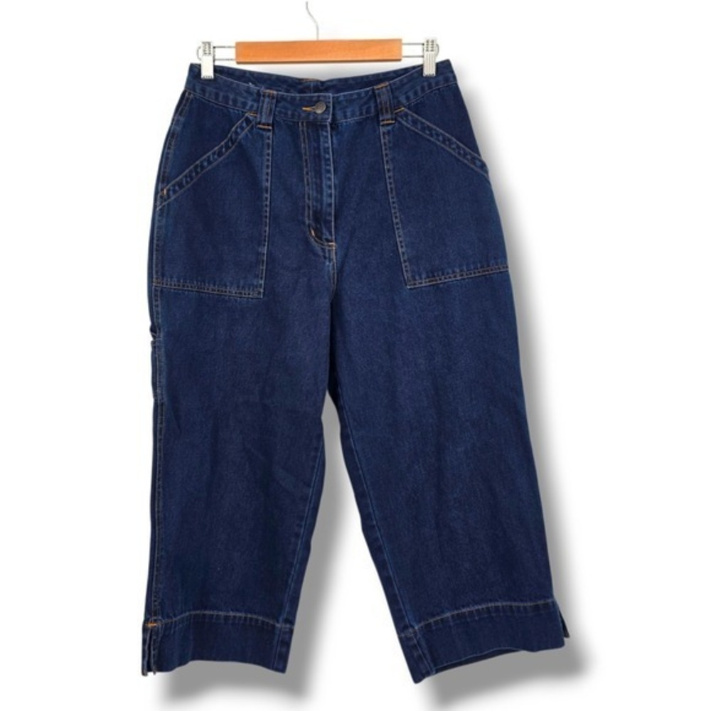 Bill‎ Blass Vintage Carpenter Jeans Cropped Wide Leg Dark Wash Denim Size 10